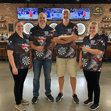 Load image into Gallery viewer, Grunge American Flag Eagle Darts Shirt For Men Custom Patriotic Darts Team Jersey Polo &amp; 1/4 Zip TDM6002