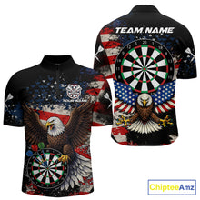 Load image into Gallery viewer, Grunge American Flag Eagle Darts Shirt For Men Custom Patriotic Darts Team Jersey Polo &amp; 1/4 Zip TDM6002
