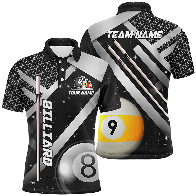 Personalized Black Jerseys Billiard 8 Ball & 9 Ball Men Polo Shirts Custom Unique Billiard Uniform TDM1370