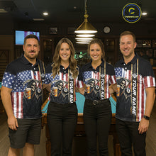 Load image into Gallery viewer, Grim Reaper With Beer Custom 8 Ball Billiard Shirt For Women, US Flag Pool Team Jersey Polo, 1/4 Zip TDM6247