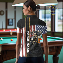 Load image into Gallery viewer, Grim Reaper With Beer Custom 8 Ball Billiard Shirt For Women, US Flag Pool Team Jersey Polo, 1/4 Zip TDM6247