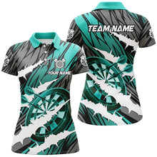 Load image into Gallery viewer, Custom Turquoise Darts Board Funny Crack Darts Women Polo &amp; Quarter-Zip Shirts, Darts Team Jerseys TDM1728