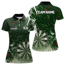 Load image into Gallery viewer, Green Geometric Darts Shirt With Pocket Option Custom Women's Darts Jersey TDM5361