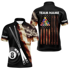 Load image into Gallery viewer, Retro Grunge American Flag 8 Ball Pool Billiard Shirt For Men Custom Patriotic Billiard Team Jersey TDM3372