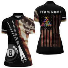 Load image into Gallery viewer, Retro Grunge American Flag 8 Ball Pool Billiard Shirt For Women Custom Patriotic Billiard Team Jersey TDM3372