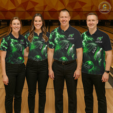 Load image into Gallery viewer, Green Grim Reaper Bowling Shirt For Women Custom Lightning Team League Bowling Jersey Polo, 1/4 Zip TDM5855