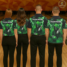 Load image into Gallery viewer, Green Grim Reaper Bowling Shirt For Women Custom Lightning Team League Bowling Jersey Polo, 1/4 Zip TDM5855