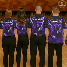 Load image into Gallery viewer, Purple Grim Reaper Bowling Shirt For Women Custom Lightning Team League Bowling Jersey Polo, 1/4 Zip TDM5856