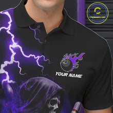 Load image into Gallery viewer, Purple Grim Reaper Bowling Shirt For Men Custom Lightning Bowling Jersey Team Polo &amp; 1/4 Zip TDM5857