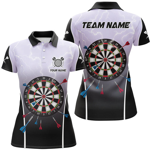 Personalized Lightning Thunder Dartboard Grey 3D Women Darts Polo Shirts Custom Darts Team Jersey TDM1372