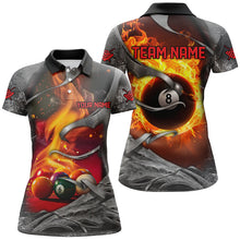 Load image into Gallery viewer, Dark Grey 8 Ball Pool Fire Flame 3D Printed Women Billiard Shirts Custom Billiard Balls Team Jerseys TDM1956