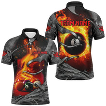 Load image into Gallery viewer, Dark Grey 8 Ball Pool Fire Flame 3D Printed Men Billiard Shirts Custom Billiard Balls Team Jerseys TDM1956