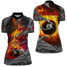 Load image into Gallery viewer, Dark Grey 8 Ball Pool Fire Flame 3D Printed Women Billiard Shirts Custom Billiard Balls Team Jerseys TDM1956