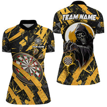 Load image into Gallery viewer, Personalized Grunge Yellow Dartboard Skeleton Darts Shirts For Women Custom Cool Darts Team Jerseys TDM1960