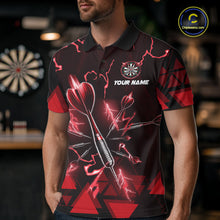 Load image into Gallery viewer, Red Darts Arrow Thunder Lightning Dart Shirts For Men Custom Dart Team Jerseys Polo &amp; 1/4 Zip TDM5864