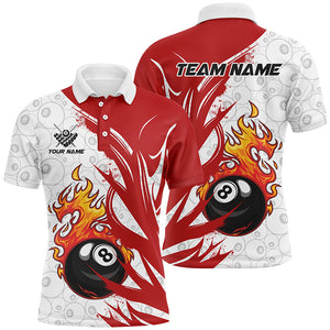 Personalized 8 Ball Pool Rot Fire Funny Billiard Shirts For Men, Billiard Pool Team Jerseys |Red TDM2912