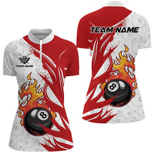 Load image into Gallery viewer, Personalized 8 Ball Pool Rot Fire Funny Billiard Shirts For Women, Billiard Pool Team Jerseys |Red TDM2912