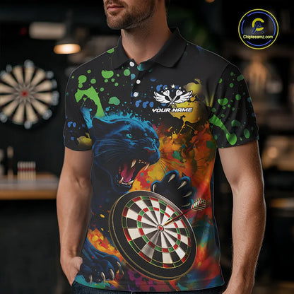 Personalized Colorful Splash Panther Darts Shirt For Men Custom Darts Jersey Team Polo & 1/4 Zip TDM5382