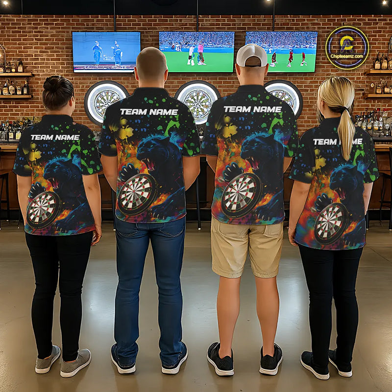 Personalized Colorful Splash Panther Darts Shirt For Men Custom Darts Jersey Team Polo & 1/4 Zip TDM5382