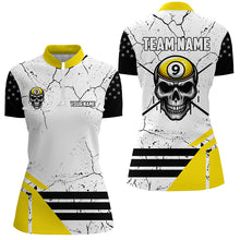 Load image into Gallery viewer, Funny Skull 9 Ball Grunge Crack Custom Billiard Shirts For Women, 9 Ball Team Shirts Pool Jerseys TDM2451
