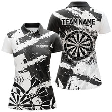 Load image into Gallery viewer, Grunge Black White Darts Polo &amp; Quarter- Zip Custom Darts Shirts For Women Darts Team Jerseys TDM2454