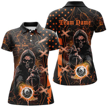 Load image into Gallery viewer, Orange Grim Reaper Lightning US Flag Billiard Shirts For Women,  Halloween Billiard Jerseys TDM2676