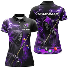 Load image into Gallery viewer, Purple Grim Reaper Billiard Shirts For Women Custom Thunder Lightning Team League Billiard Jerseys TDM2919