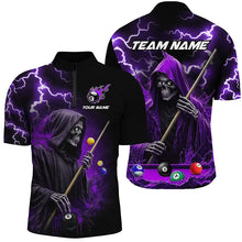 Load image into Gallery viewer, Purple Grim Reaper Billiard Shirts For Men Custom Thunder Lightning Team League Billiard Jerseys TDM2919