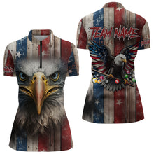Load image into Gallery viewer, Patriotic Billiard Shirts For Women Custom Eagle American Flag Billiard Polo &amp; Quarter Zip Jerseys TDM3167