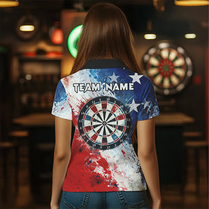 Personalized Watercolor USA Flag Darts Polo & Quarter Zip Custom Dart Shirts For Women Darts Jerseys TDM3375