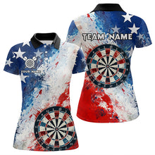 Load image into Gallery viewer, Personalized Watercolor USA Flag Darts Polo &amp; Quarter Zip Custom Dart Shirts For Women Darts Jerseys TDM3375