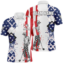 Load image into Gallery viewer, Personalized Argyle US Flag Funny Skeleton Men Billiard Shirts, Patriotic Billiard Team Jerseys TDM1759