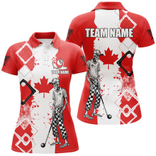 Load image into Gallery viewer, Personalized Argyle Canada Flag Funny Skeleton Women Billiard Shirts, Patriotic Billiard Team Jerseys TDM1760