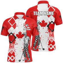 Load image into Gallery viewer, Personalized Argyle Canada Flag Funny Skeleton Men Billiard Shirts, Patriotic Billiard Team Jerseys TDM1760