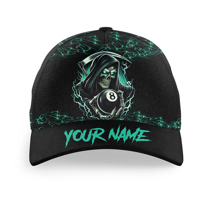 Turquoise Funny Grim Reaper3D Printed Billiard Caps Custom Name 8 Ball Pool Billiard Hats Gifts TDM2158