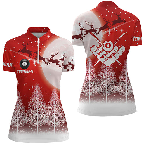 Personalized Billiard Funny Christmas Women Quarter-Zip Shirts, Christmas Gifts For Pooler TDM0499