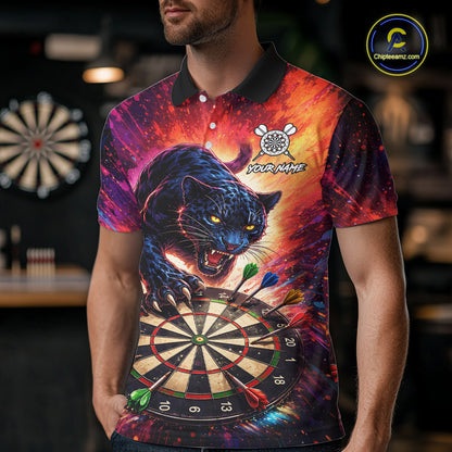 Personalized Colorful Panther Darts Shirt For Men Custom Darts Team Jersey Polo & Quarter Zip TDM5670