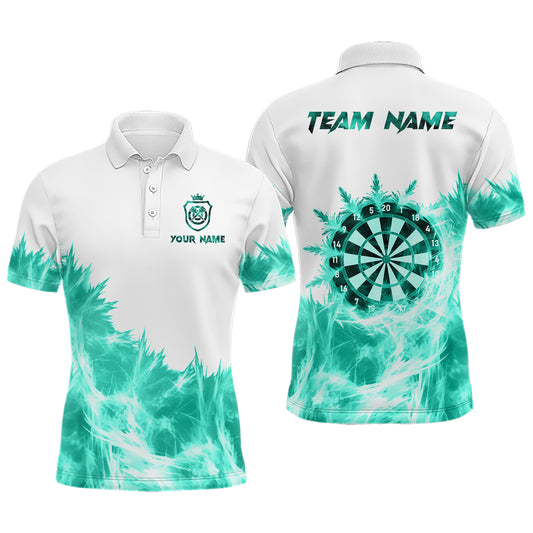 Icy Turquoise Light White Darts Polo & Quarter Zip Custom Dart Shirts For Men Team Darts Jerseys  TDM3682