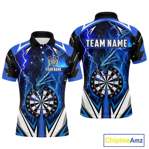 Blue Darts Jerseys Custom Thunder Lightning Dragon Dart Shirt Team Polo & Quarter Zip For Men TDM4314