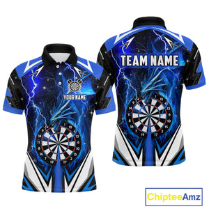 Blue Darts Jerseys Custom Thunder Lightning Dragon Dart Shirt Team Polo & Quarter Zip For Men TDM4314