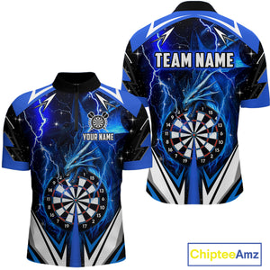 Blue Darts Jerseys Custom Thunder Lightning Dragon Dart Shirt Team Polo & Quarter Zip For Men TDM4314