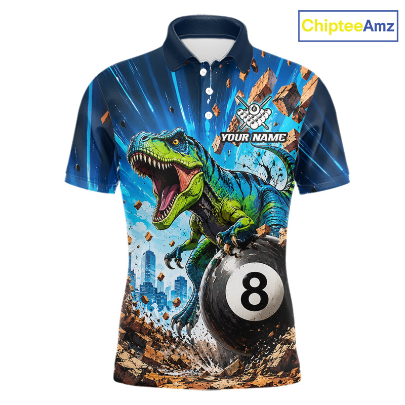 Personalized Dinosaur Funny 8 Ball Billiard Shirt For Men Custom Billiard Jersey, Pool Player Gift TDM7168