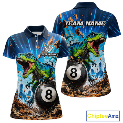 Personalized Dinosaur Funny 8 Ball Billiard Shirt For Women Custom Billiard Jersey, Pool Player Gift TDM7168
