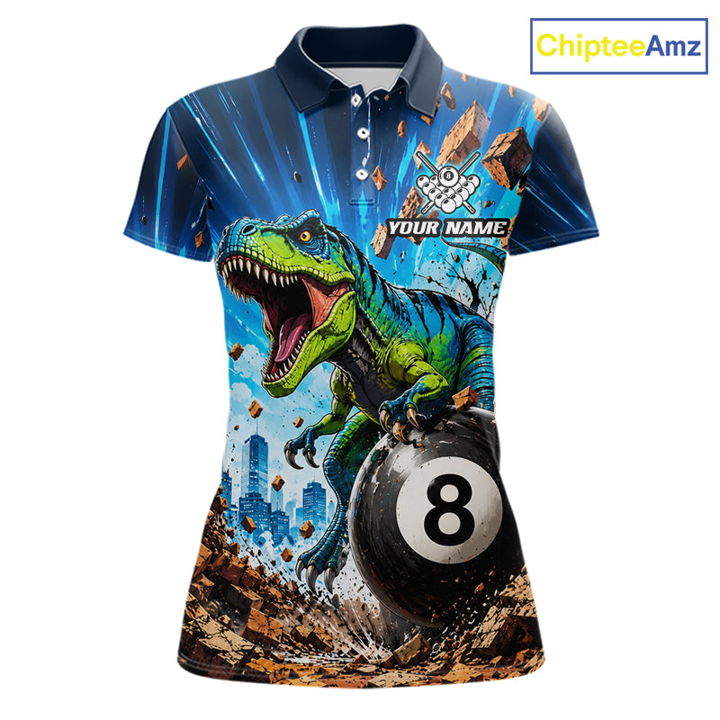 Personalized Dinosaur Funny 8 Ball Billiard Shirt For Women Custom Billiard Jersey, Pool Player Gift TDM7168