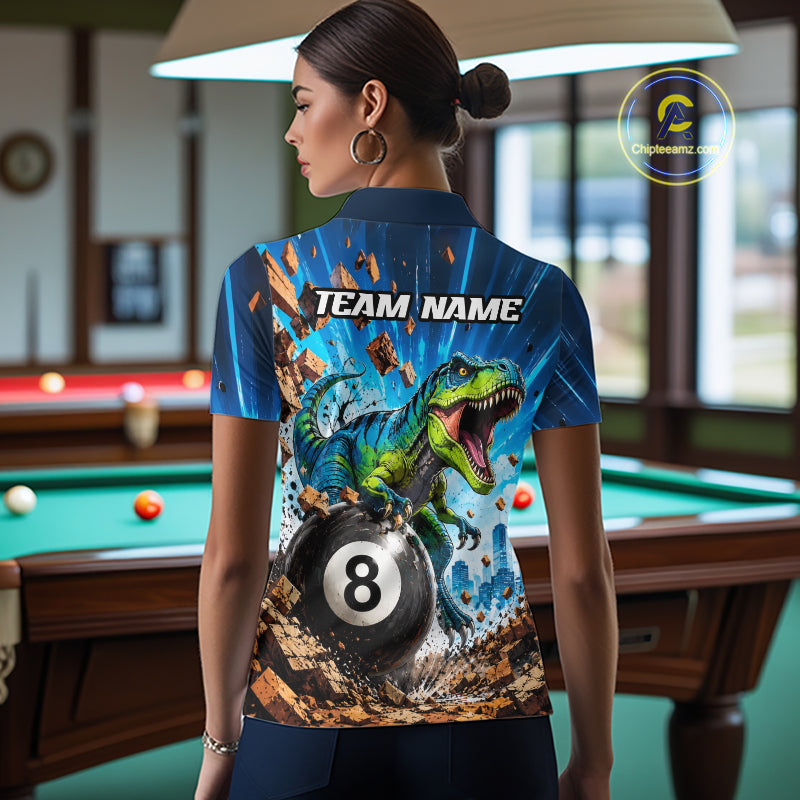 Personalized Dinosaur Funny 8 Ball Billiard Shirt For Women Custom Billiard Jersey, Pool Player Gift TDM7168