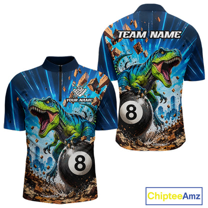 Personalized Dinosaur Funny 8 Ball Billiard Shirt For Men Custom Billiard Jersey, Pool Player Gift TDM7168