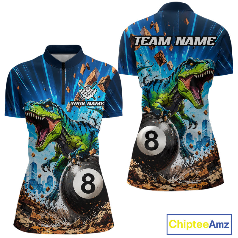 Personalized Dinosaur Funny 8 Ball Billiard Shirt For Women Custom Billiard Jersey, Pool Player Gift TDM7168