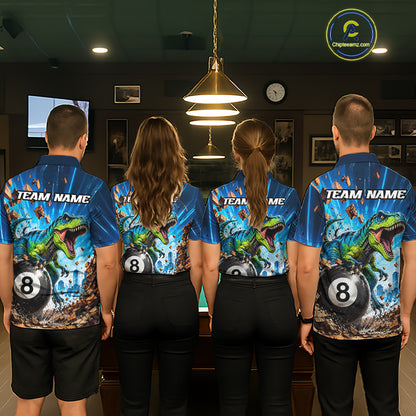Personalized Dinosaur Funny 8 Ball Billiard Shirt For Men Custom Billiard Jersey, Pool Player Gift TDM7168