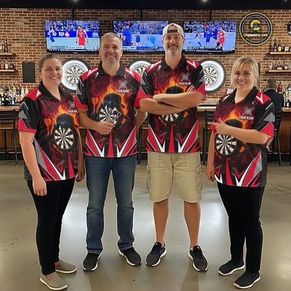 Funny Dartboard Red Flaming Darts Shirt For Men Custom Darts League Jersey Team Polo & Quarter Zip TDM5387