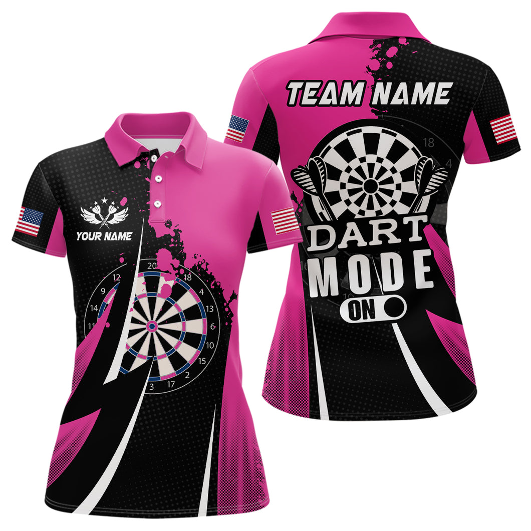 Personalized Pink Dart Mode On Women Darts Polo Shirts Custom Unique Mother's Day Darts Gifts TDM1401